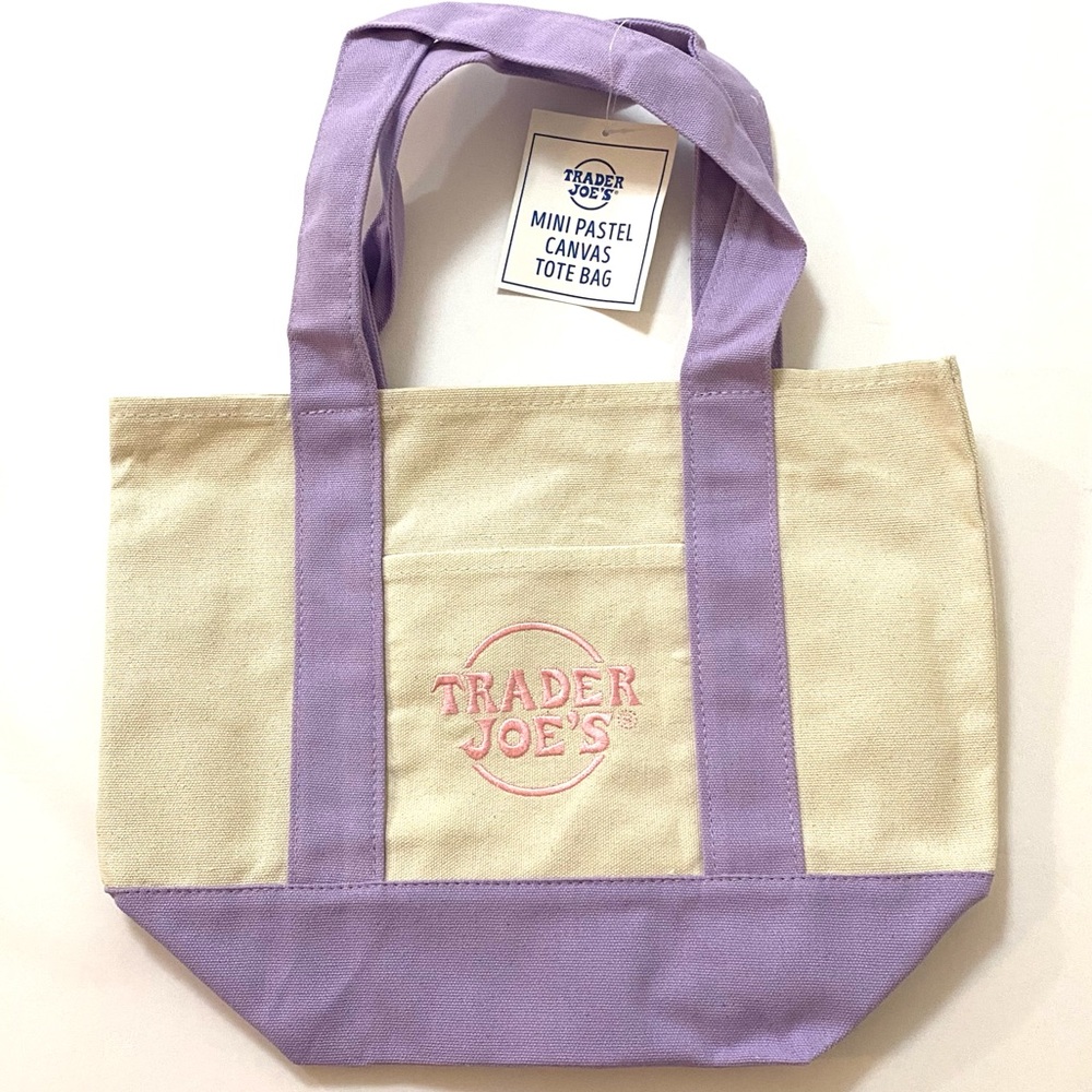 NWT Trader Joe’s MINI Canvas Tote Pastel Lavender Purple